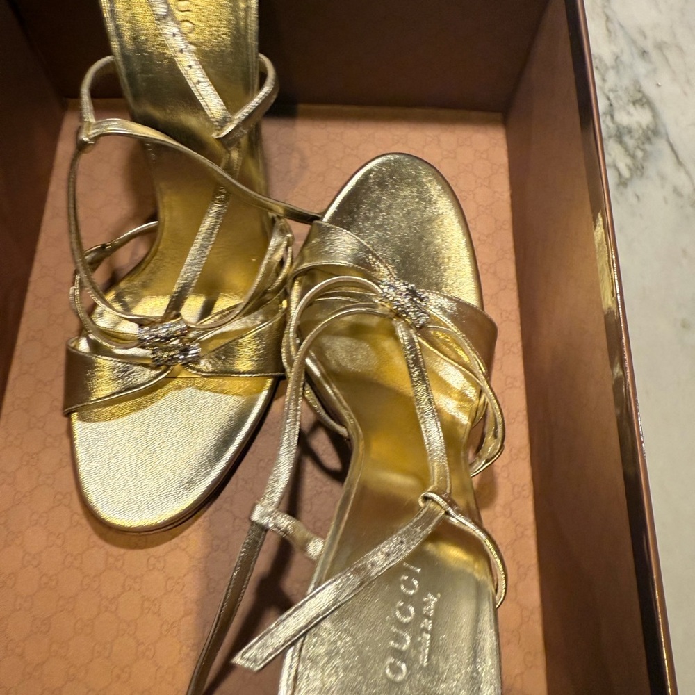 Gucci Women's Metallic Gold Heels